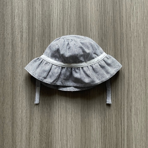 NWT Janie and Jack Striped Linen Blend Bow Bucket Hat Blue 0-3 Months - Picture 2 of 7